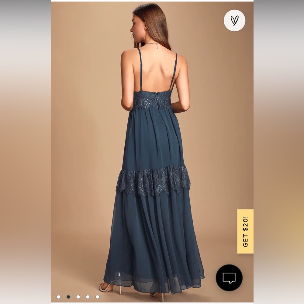 Lulu’s Dream About Me Navy Blue Lace Maxi Dress - Small